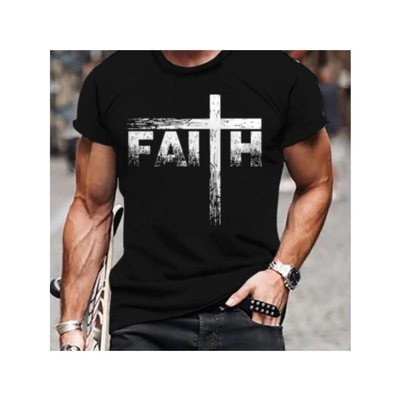100% Cotton Golf Gift T-Shirt For Men and Women Men's Faith Print T-shirt, Casual Short Sleeve Crew Neck Tee, Men's...