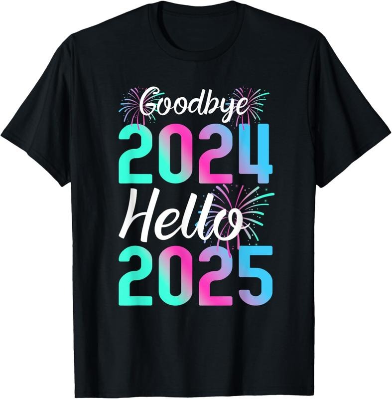 100% Cotton Goodbye 2024 Hello 2025 Happy New Year 2025 Fireworks T-Shirt Hoodie, Sweatshirt | PodTeesHub.com