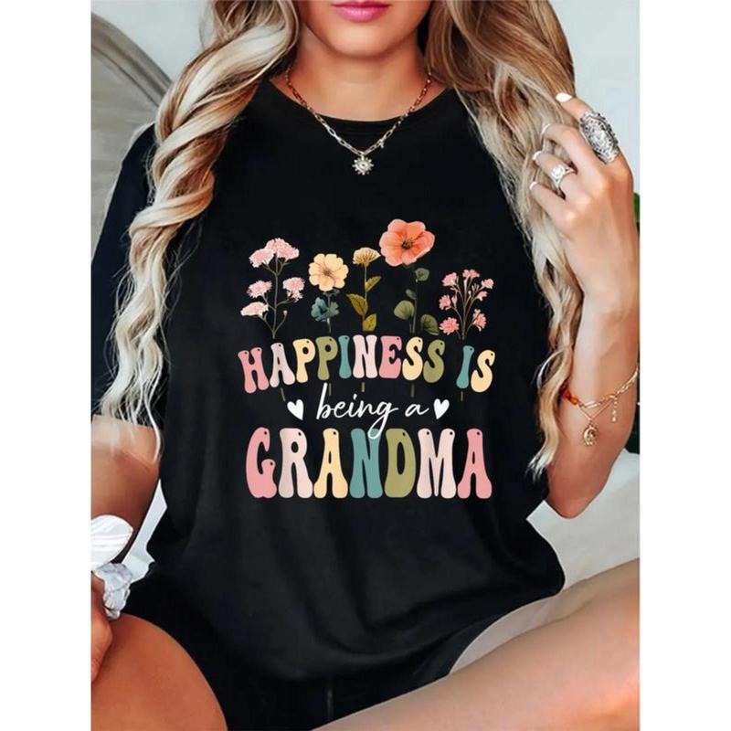 100% Cotton Happiness is Being a Grandma Floral Grandma Mother's Day T-Shirt Hoodie, Sweatshirt | PodTeesHub.com