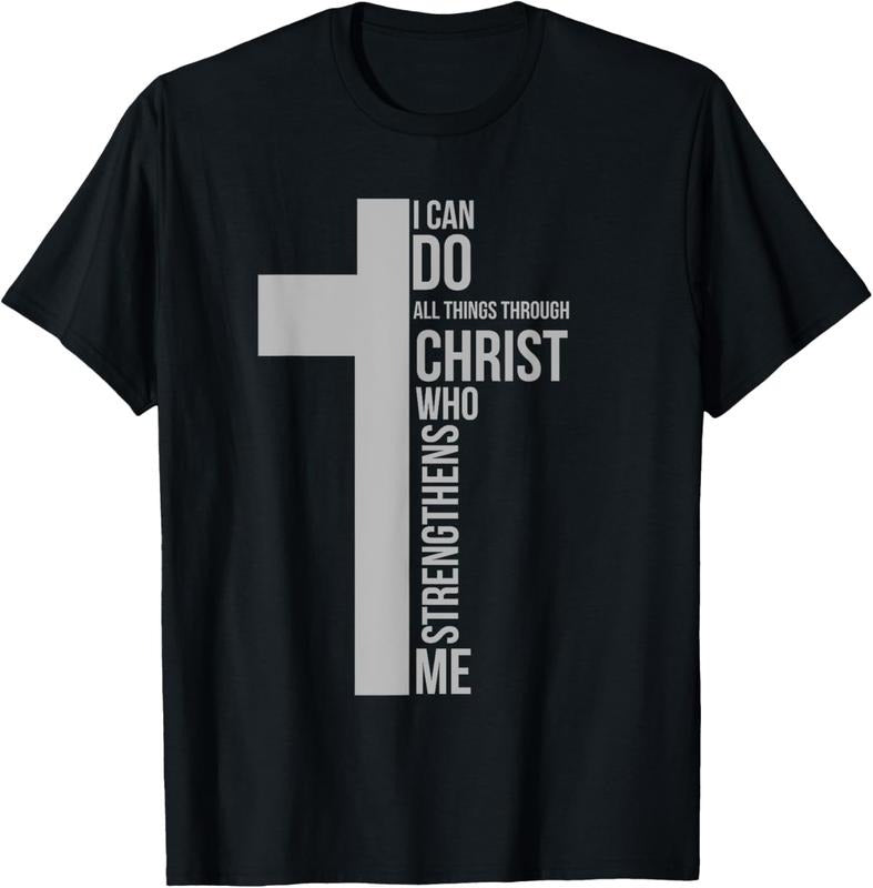 100% Cotton I Can Do All Things Through Christ Who Strengthens Me Cross T-Shirt Hoodie, Sweatshirt | PodTeesHub.com