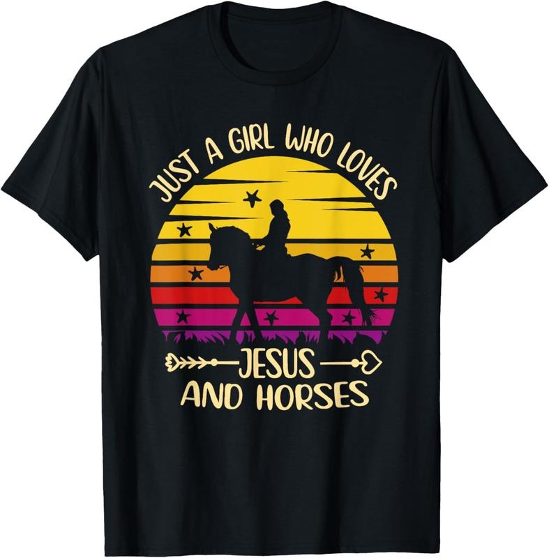 100% Cotton Jesus And Horses - Just A Girl Who Loves Jesus And Horses T-Shirt Hoodie, Sweatshirt | PodTeesHub.com