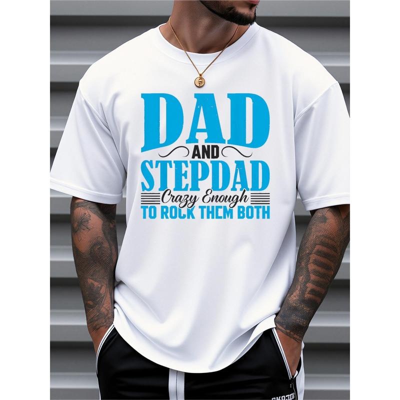 100% Cotton Men'S 100% Cotton Loose Fit T-Shirt - "Dad & Stepdad Crazy Enough To Rock Them Both" Slogan Print, Casual...