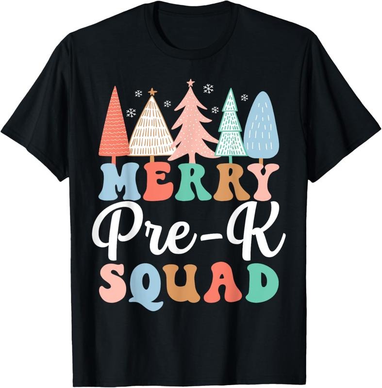 100% Cotton Merry Pre-K Squad PreK Teacher Preschool PreK Christmas Tree T-Shirt Hoodie, Sweatshirt | PodTeesHub.com