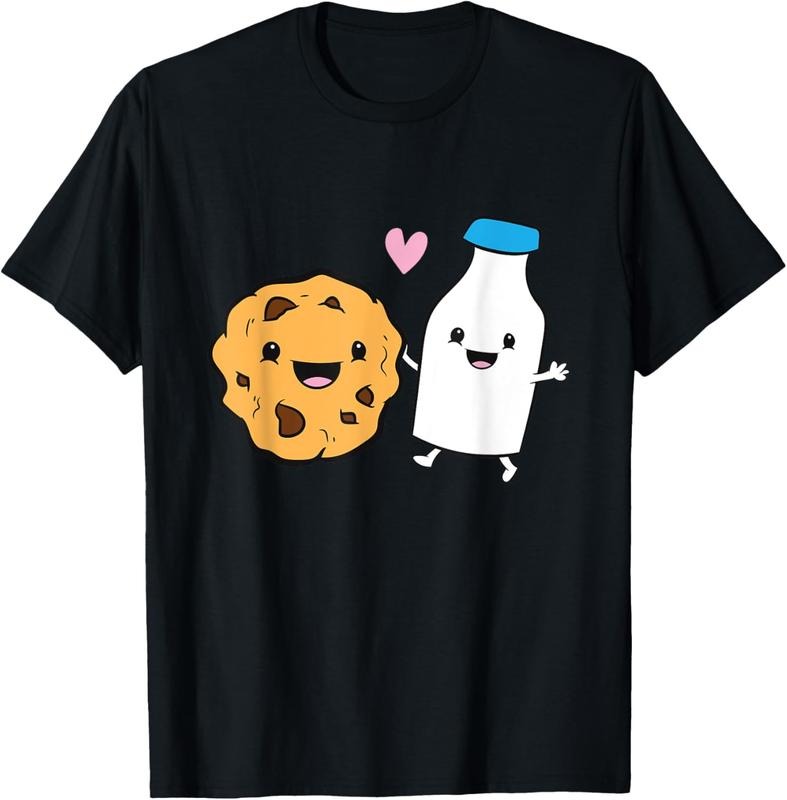 100% Cotton Milk And Cookies Food Pair Love Cookies And Milk T-Shirt Hoodie, Sweatshirt | PodTeesHub.com