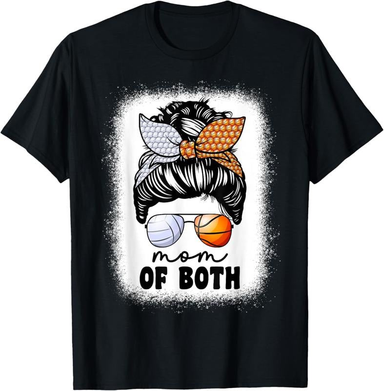 100% Cotton Mom Of Both Volleyball And Basketball Mom Mama For Women T-Shirt Hoodie, Sweatshirt | PodTeesHub.com