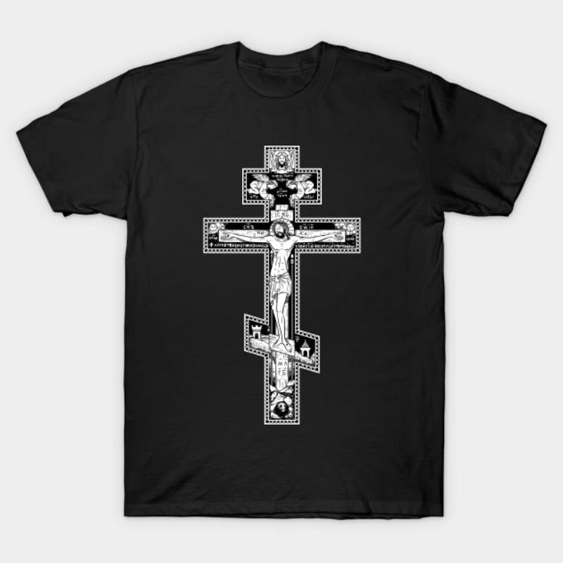 100% Cotton Orthodox Cross Graphic Tee: Traditional Faith Meets Modern Style Golf Gift T-Shirt For Men And Women Hoodie,...