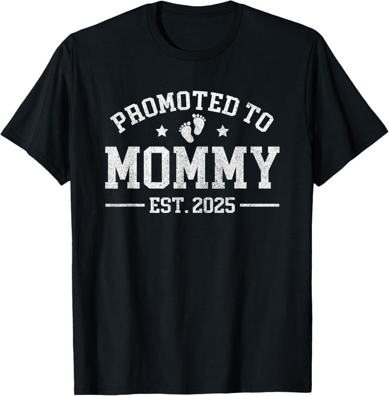 100% Cotton Promoted to Mommy est. 2025  Announcement for New Mom T-Shirt Hoodie, Sweatshirt | PodTeesHub.com