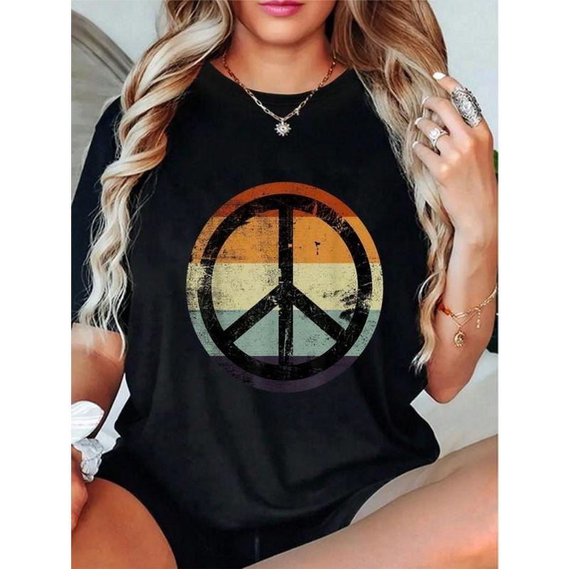 100% Cotton Retro Vintage Distressed Design Peace Sign T-Shirt Hoodie, Sweatshirt | PodTeesHub.com