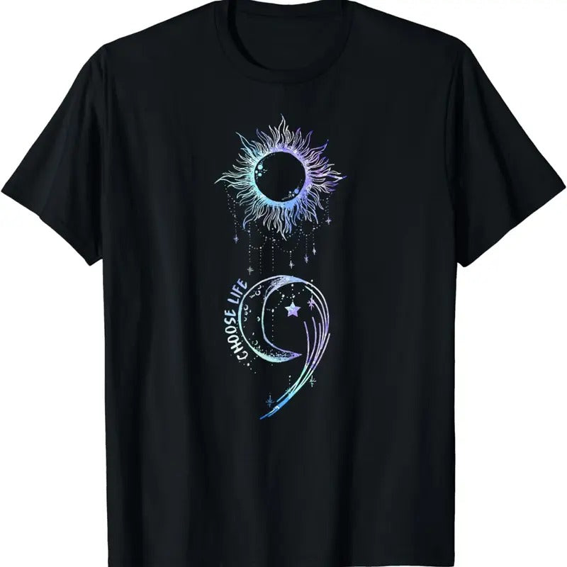 [100% Cotton]Suicide Prevention Awareness Choose Life Semicolon Gothic T-Shirt Hoodie, Sweatshirt | PodTeesHub.com