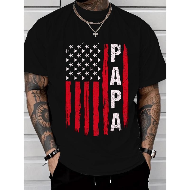100% Cotton T - Shirt For Grandfathers: 'Papa' With Distressed American Flag Graphic For A Patriotic And Affectionate...