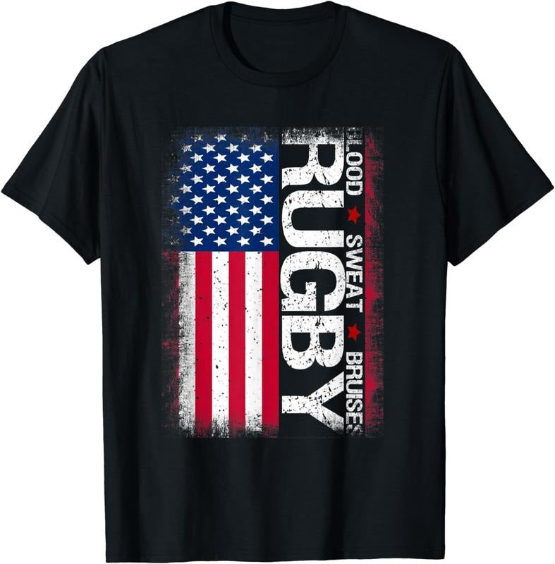 [100% Cotton]USA Rugby American Flag Distressed Rugby 4th of July Gift T-Shirt Hoodie, Sweatshirt | PodTeesHub.com