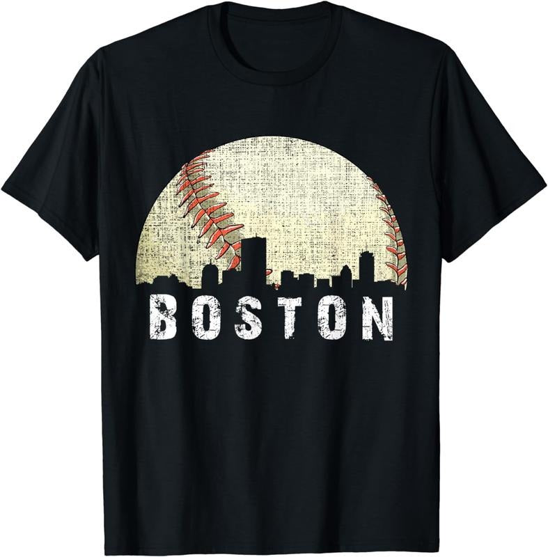 [100% Cotton]Vintage Boston Cityscape Baseball Lover Men Women Kids T-Shirt Hoodie, Sweatshirt | PodTeesHub.com