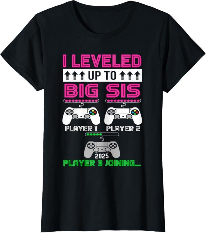 100% Cotton leveled Up To Big Sister Again 2025 promoted to big Sister T-Shirt Hoodie, Sweatshirt | PodTeesHub.com