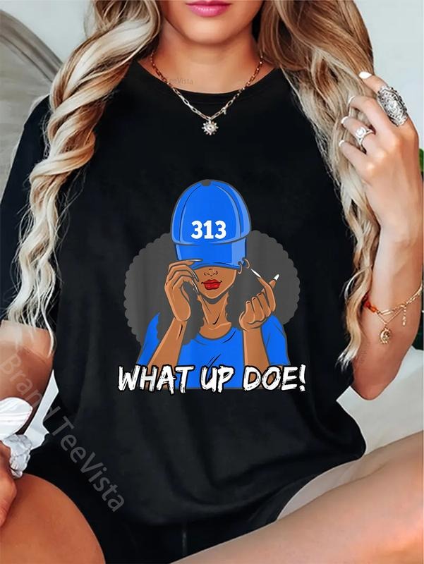100% cotton 313 Detroit What Up Doe Black Woman Afro T-Shirt women graphic shirts Hoodie, Sweatshirt | PodTeesHub.com