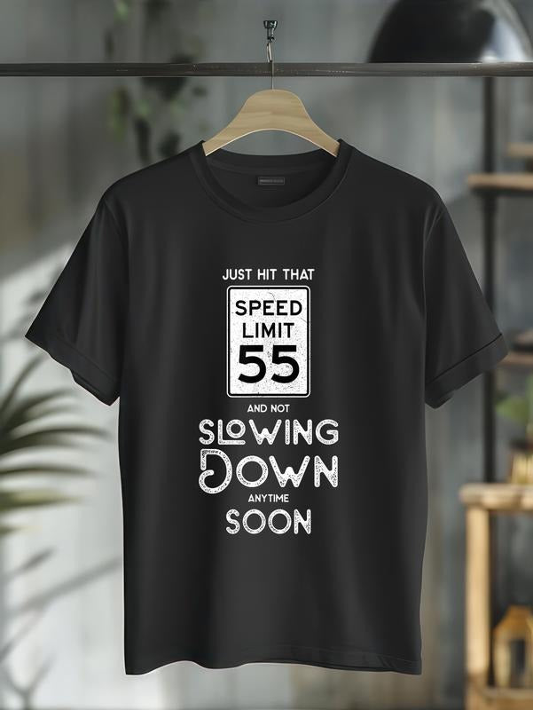 100% cotton 55th Birthday Idea Speed Limit Sign 55 mph Funny Driving T-Shirt casual Fashion graphic tees for women...