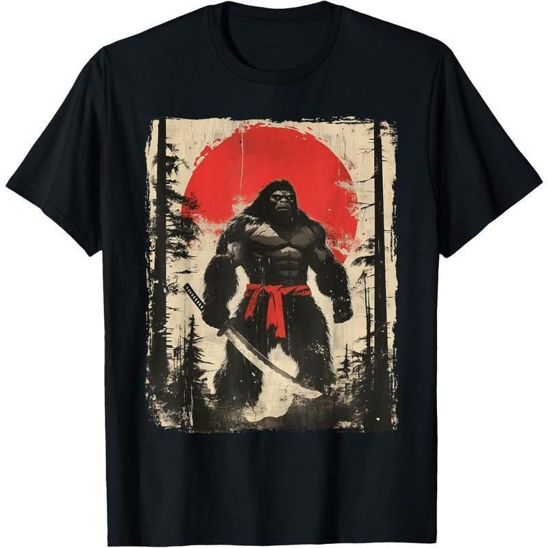 100% cotton Bigfoot Samurai Japanese Sword Sasquatch T-Shirt Hoodie, Sweatshirt | PodTeesHub.com