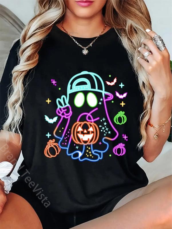 100% cotton Boo Ghost Spooky Season Boys Glow In Halloween Night T-Shirt women graphic shirts Hoodie, Sweatshirt