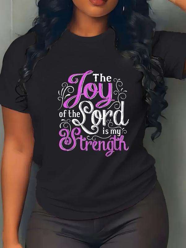 100% cotton Christian Shirt | God Words The Joy Of The Lord My Strength T-Shirt casual Fashion graphic tees for women...