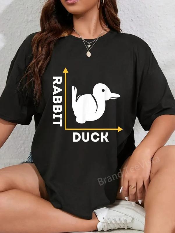 100% cotton Duck Or Rabbit T-Shirt women graphic shirts Hoodie, Sweatshirt | PodTeesHub.com