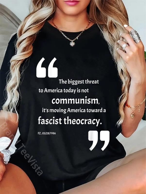 100% cotton Fascist Theocracy FZ Quote 1986 T-Shirt women graphic shirts Hoodie, Sweatshirt | PodTeesHub.com