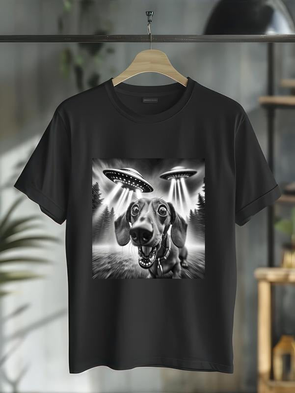 100% cotton Funny Dachshund UFO Dachshund Graphic Men Women T-Shirt casual Fashion graphic tees for women Hoodie, Sweatshirt