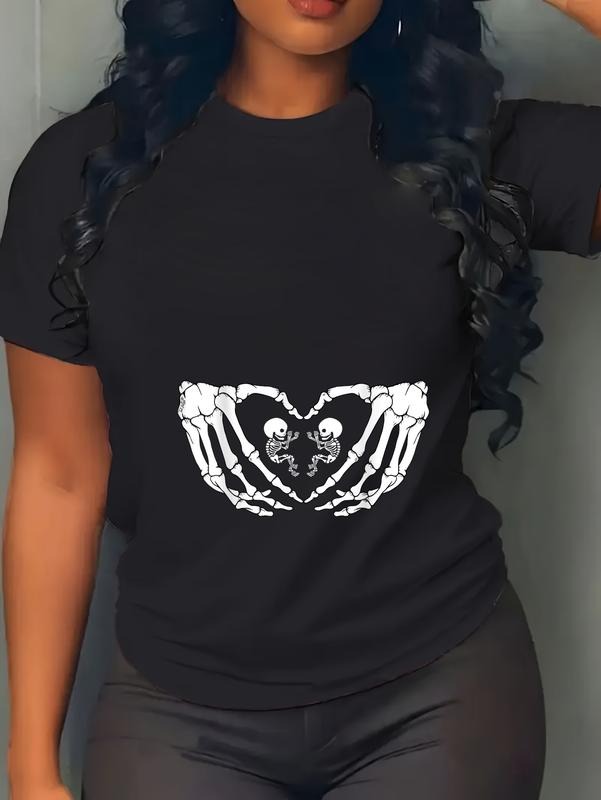 100% cotton Halloween XRay Pregnancy tops Expecting Twins Babies T-Shirt casual Fashion graphic tees for women Hoodie,...