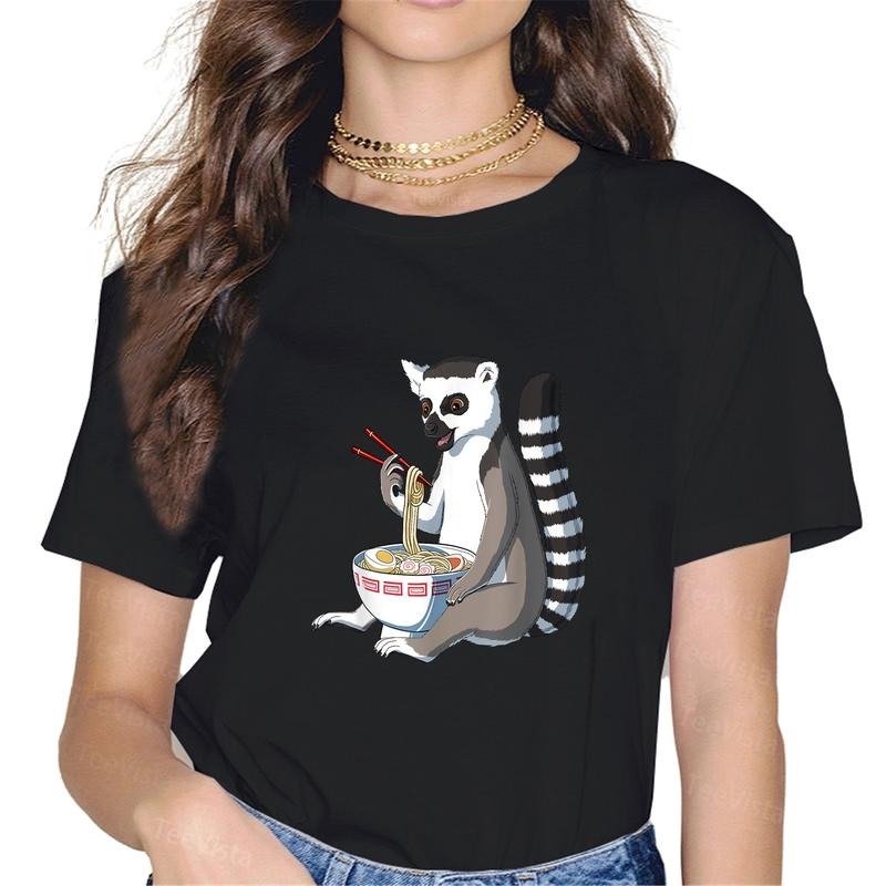 100% cotton Lemur Gifts Japanese Anime Lemur Ramen Bowl T-Shirt - Unisex-Adults, Black, Small women graphic shirts...
