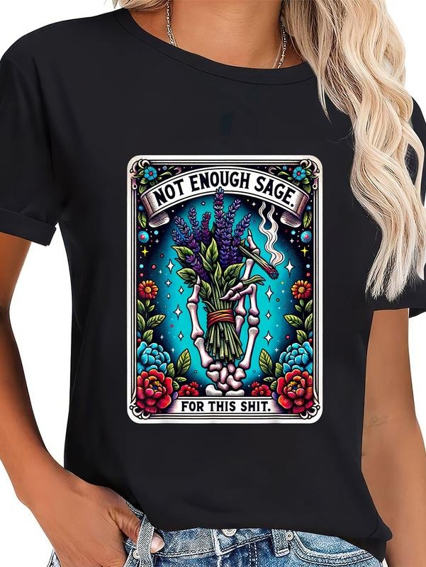 100% cotton Not Enough Sage For This Funny Sage Green Graphic Tee Girls T-Shirt casual Fashion graphic tees for women...