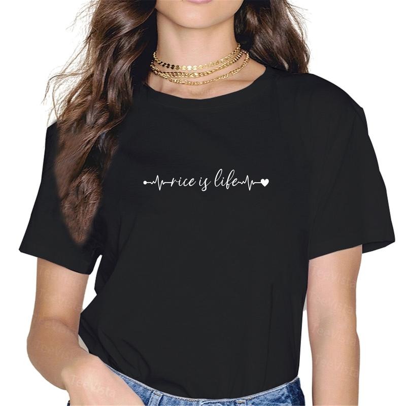 100% cotton Rice is Life Heartbeat - Rice is Life T-Shirt women graphic shirts Hoodie, Sweatshirt | PodTeesHub.com