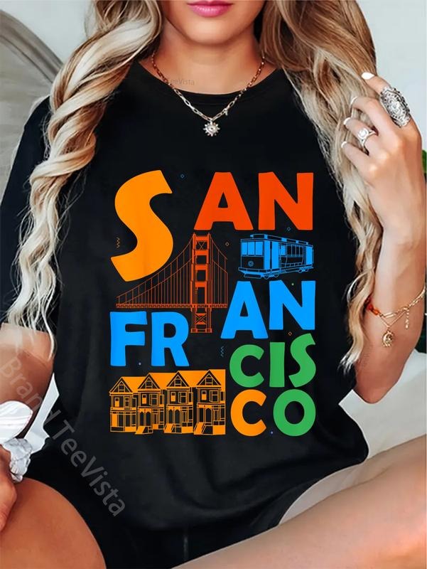 100% cotton San Francisco California Souvenir Golden Gate San Francisco T-Shirt women graphic shirts Hoodie, Sweatshirt