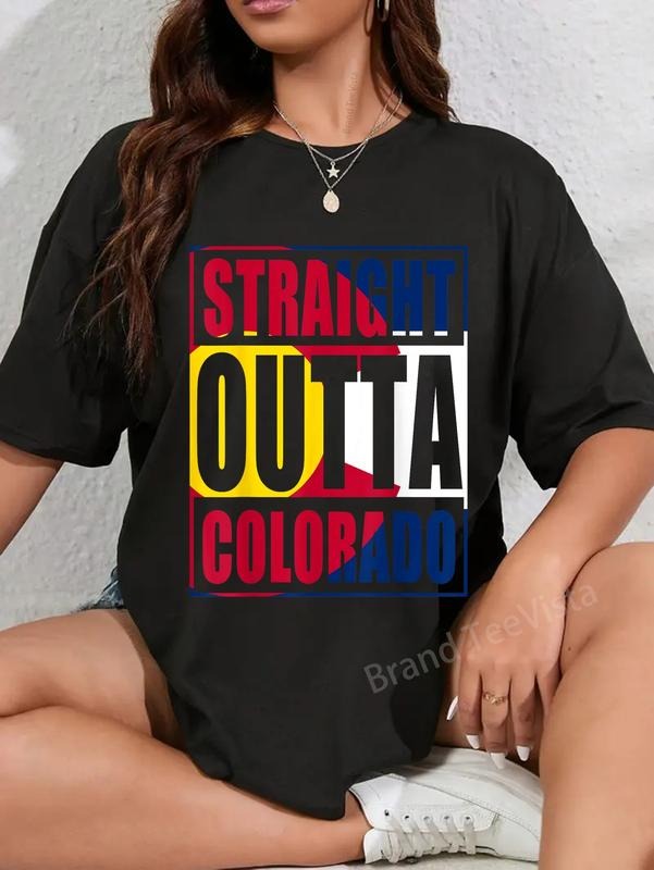 100% cotton Straight Outta Colorful Colorado Flag T-Shirt women graphic shirts Hoodie, Sweatshirt | PodTeesHub.com