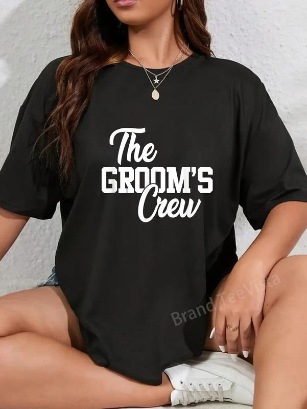 100% cotton The Groom's Crew Funny Wedding Or Bachelor Party Gift T-Shirt women graphic shirts Hoodie, Sweatshirt