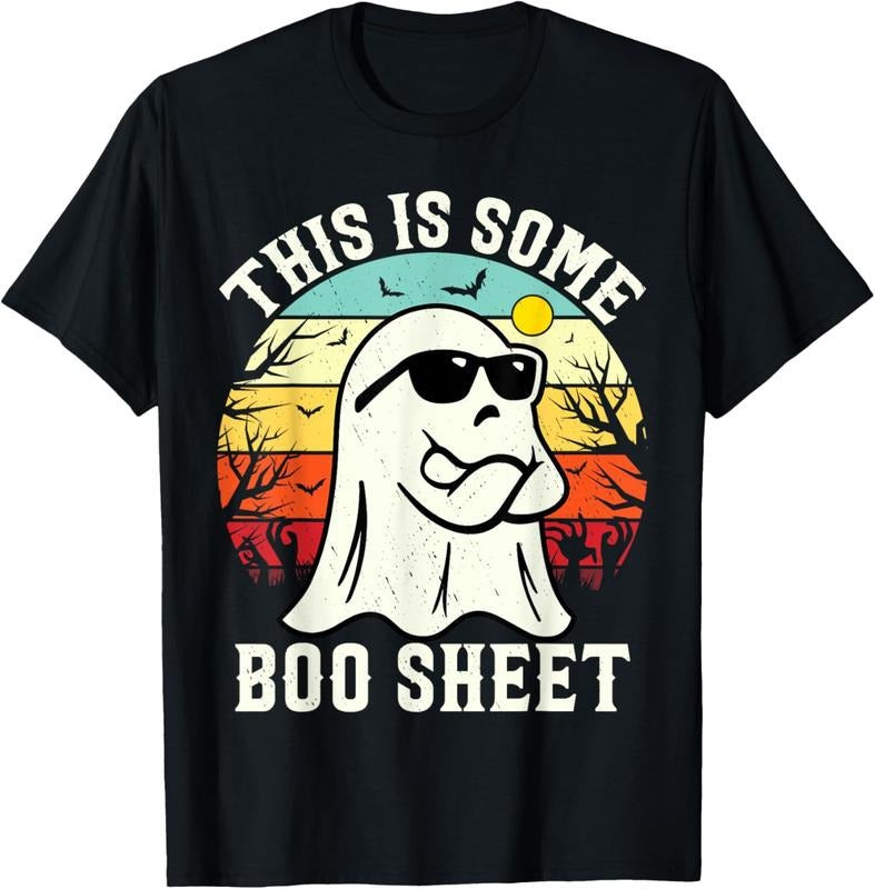 100% cotton This Is Some Boo Sheet Ghost Retro Halloween Funny Halloween T-Shirt women graphic shirts Hoodie, Sweatshirt