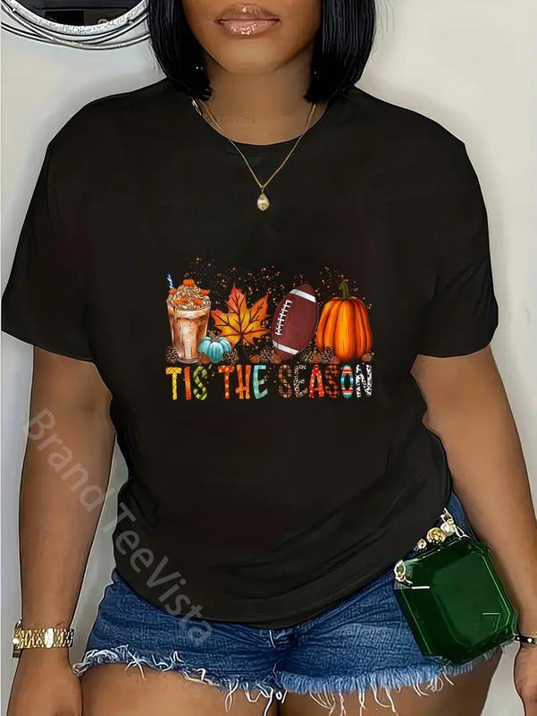 100% cotton Tis The Season Fall Football Autumn Pumpkin Coffee T-Shirt women graphic shirts Hoodie, Sweatshirt