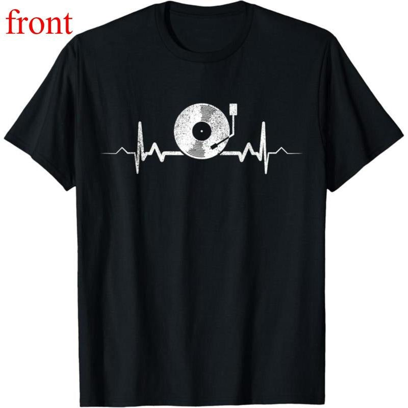 100% cotton Unisex Vinyl Record Heartbeat Vintage Retro Old School DJ T-Shirt Hoodie, Sweatshirt | PodTeesHub.com