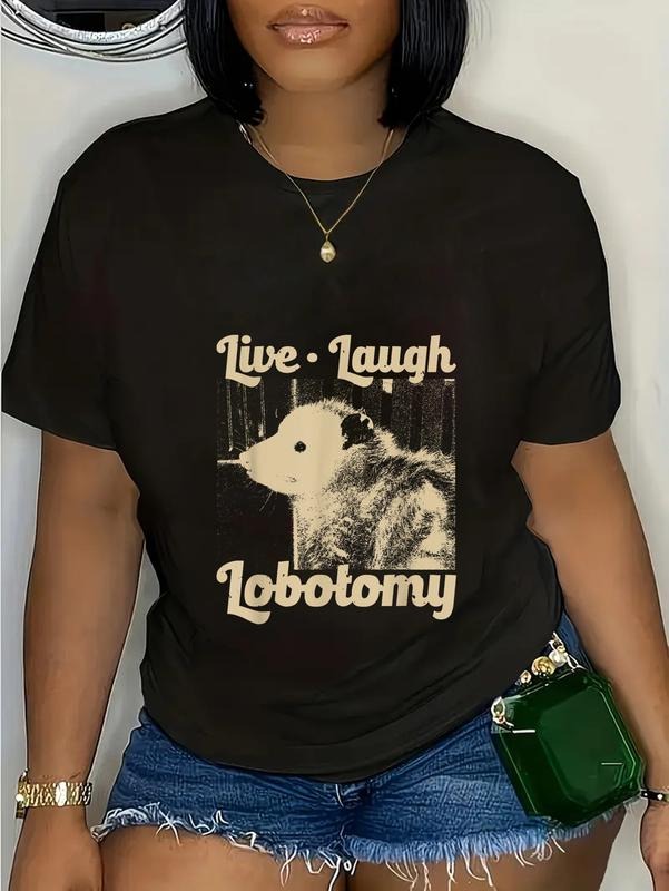 100% cotton Vintage Live Laugh Lobotomy Lobotomies Retro Opossum Lovers T-Shirt casual Fashion graphic tees for women...