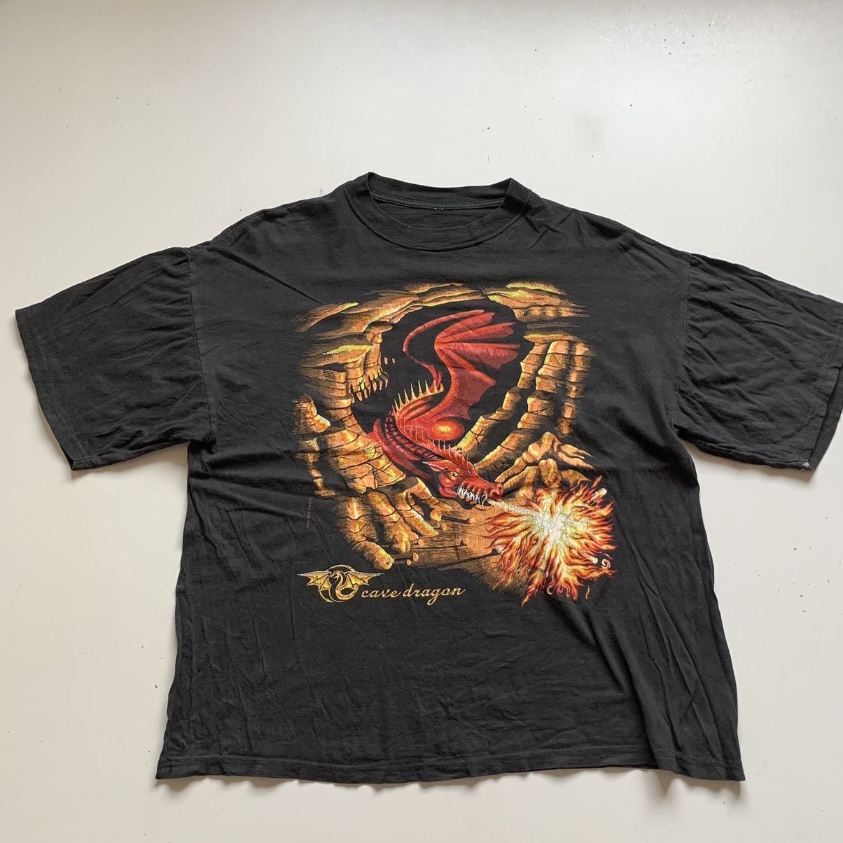 Vintage 2000s Dragon Cartoon Graphic T Shirt Boxy Large Hoodie, Sweatshirt | PodTeesHub.com