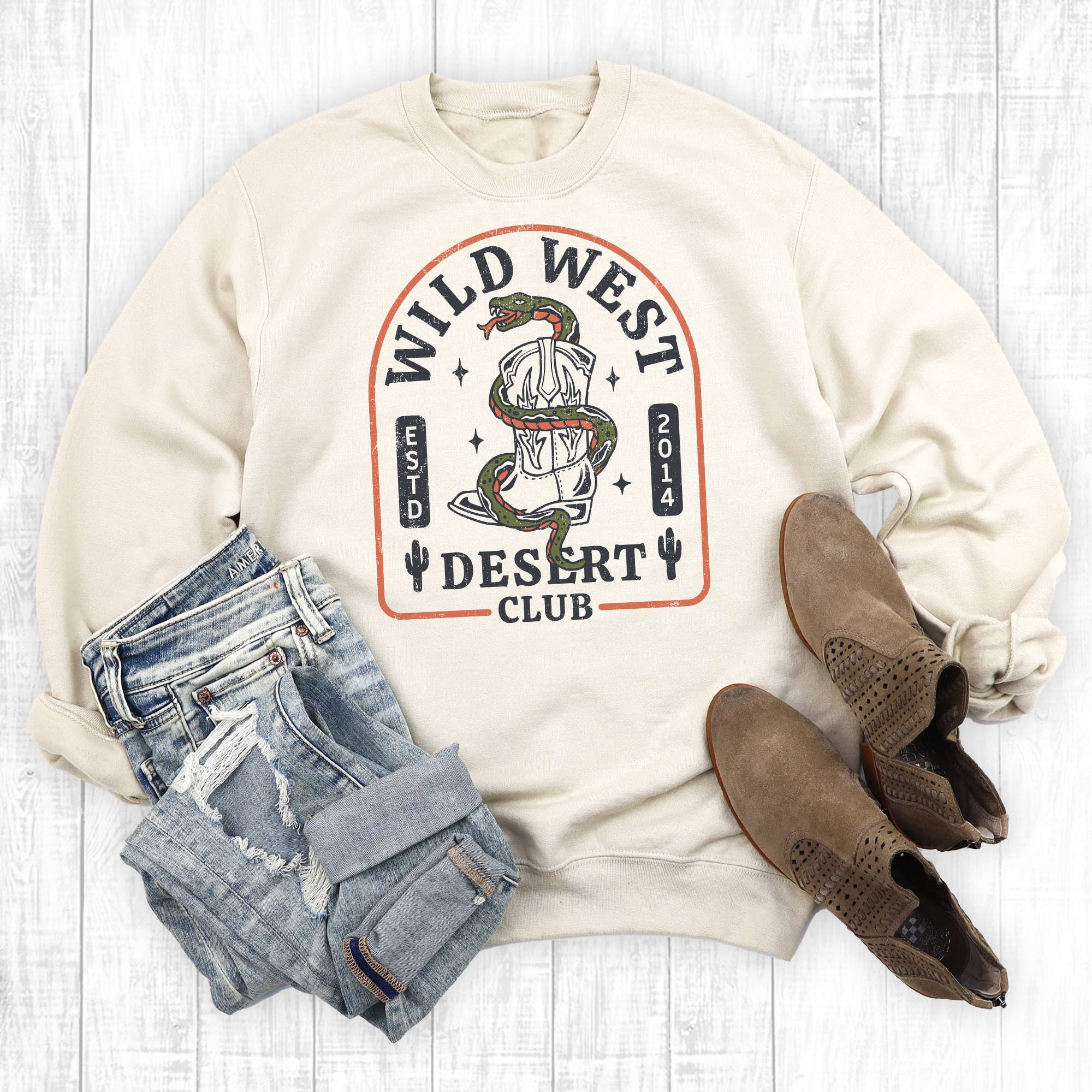 Western Wild West Desert Club Sweatshirt T-Shirts, Hoodie | PodTeesHub.com