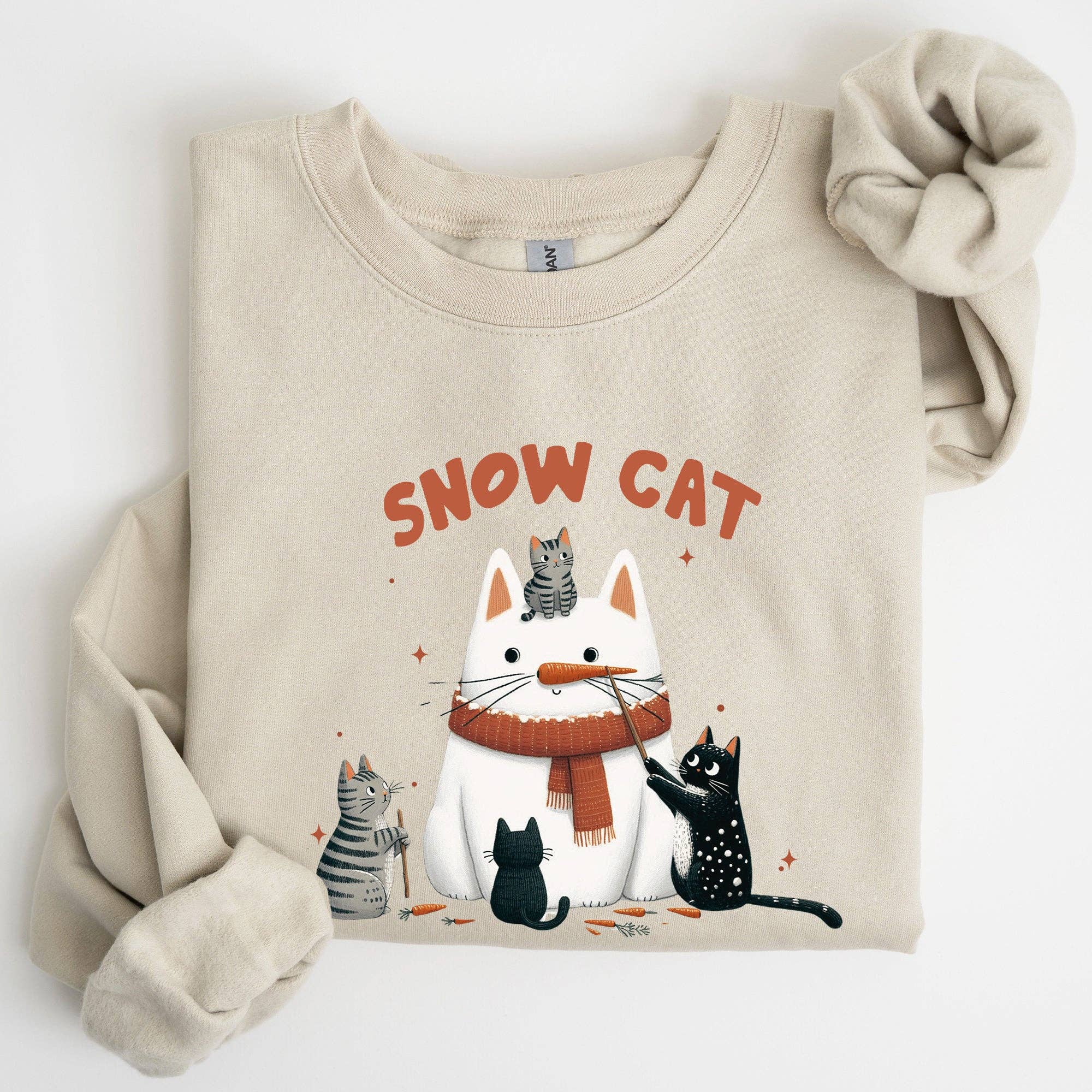 Snow Cat, Snowman, Cats, Christmas, Winter Sweatshirt T-Shirts, Hoodie | PodTeesHub.com