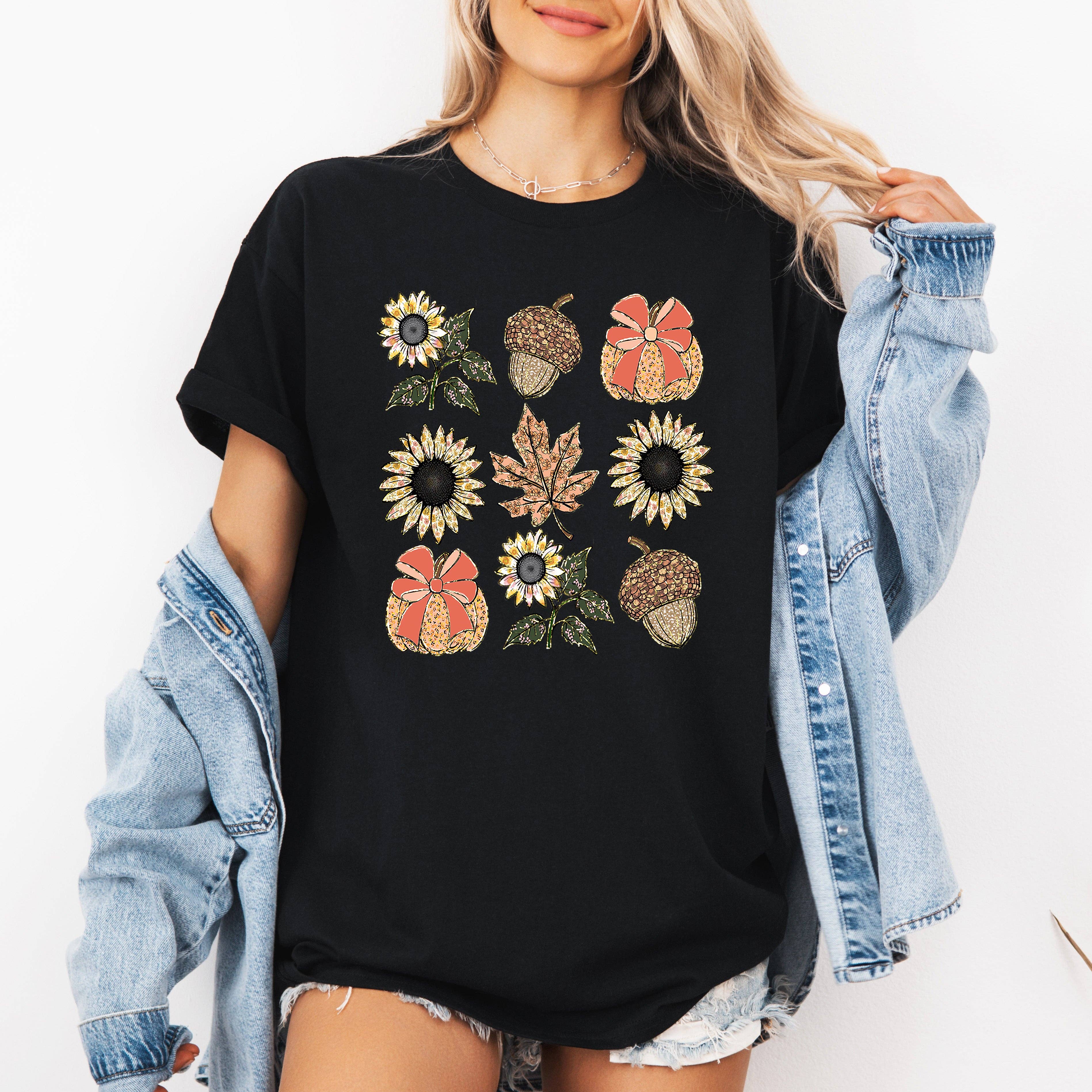 Autumn Floral, Sunflowers, Pumpkin, Fall, Tshirt Hoodie, Sweatshirt | PodTeesHub.com