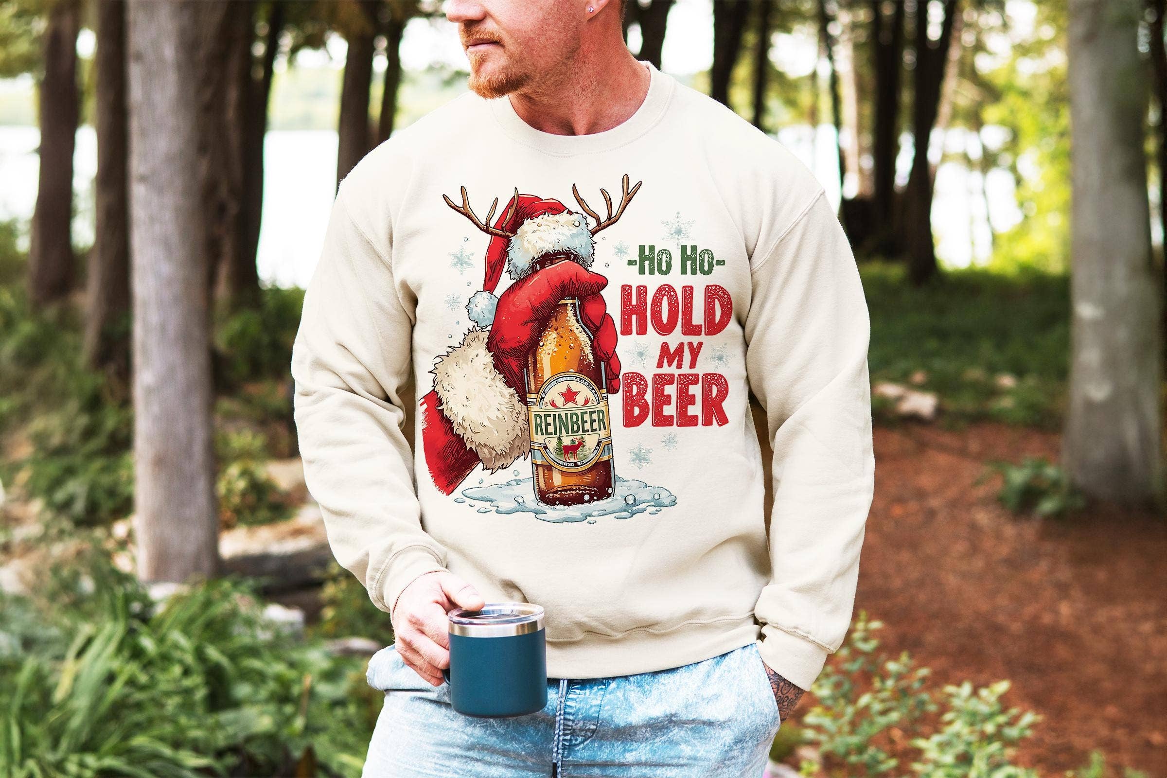 Hold My Beer Christmas Funny Xmas Trendy Tshirt Hoodie, Sweatshirt | PodTeesHub.com