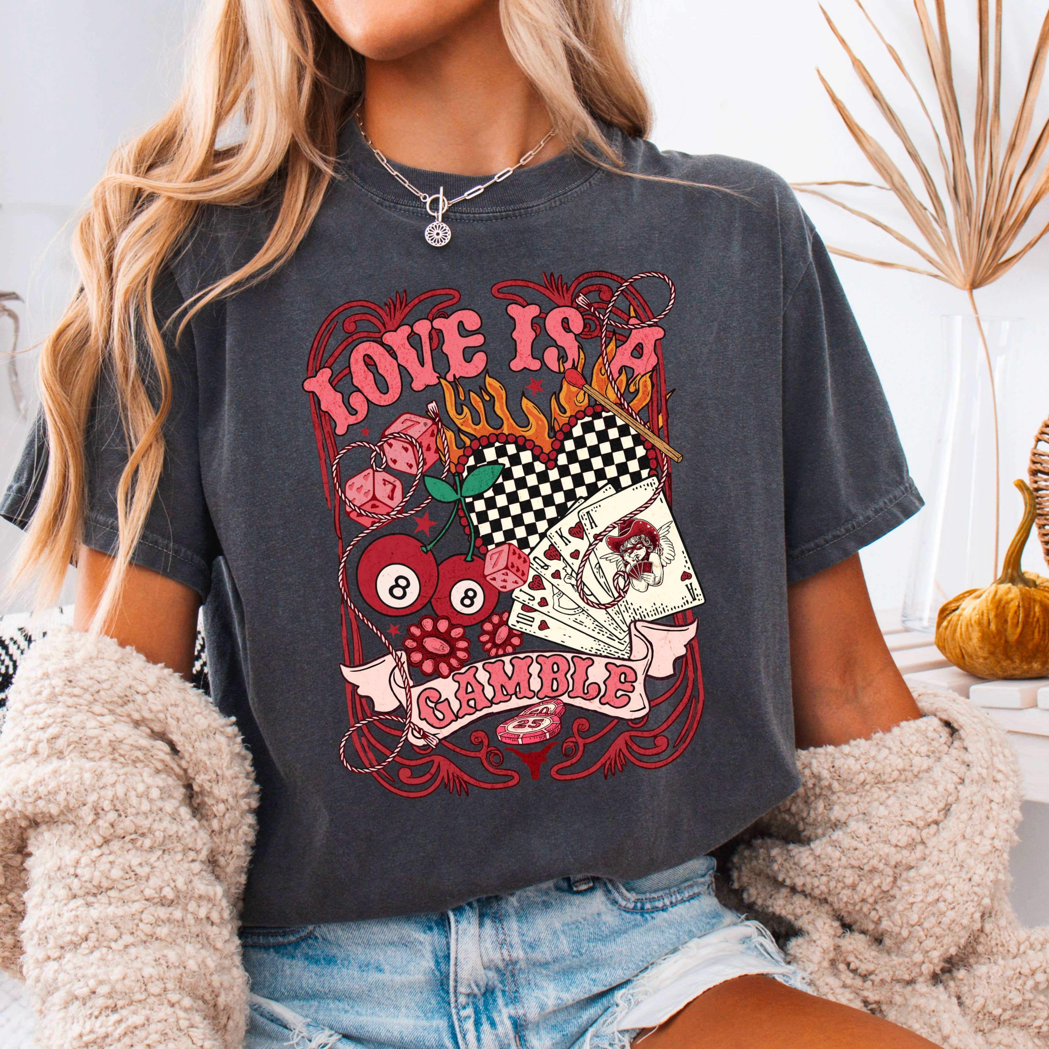 Love Is A Gamble Valentine’S Day Shirt | Comfort Colors Hoodie, Sweatshirt | PodTeesHub.com