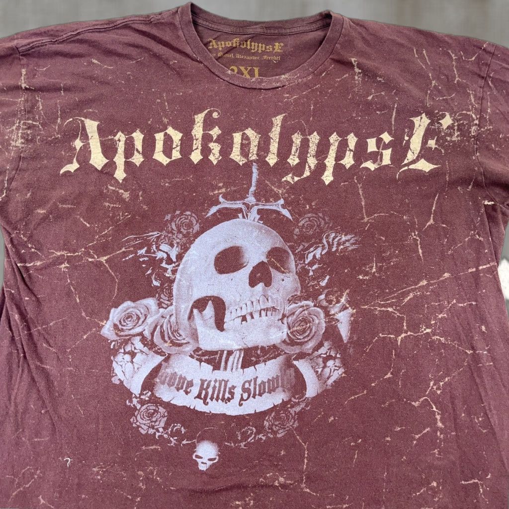 Etro Vintage Apokolypse Shirt Men 2xl Brown Ghost Skull Grunge Punk Retro Tee Crew Neck Short Sleeve Hoodie, Sweatshirt