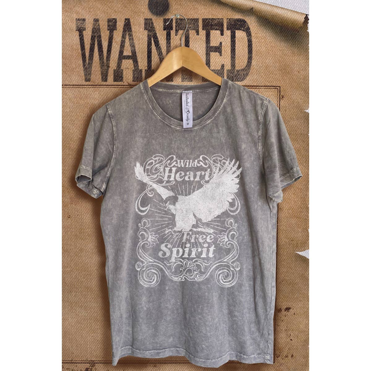 Wild Heart and Free Spirit Mineral Wash Vintage Graphic  Tee Hoodie, Sweatshirt | PodTeesHub.com