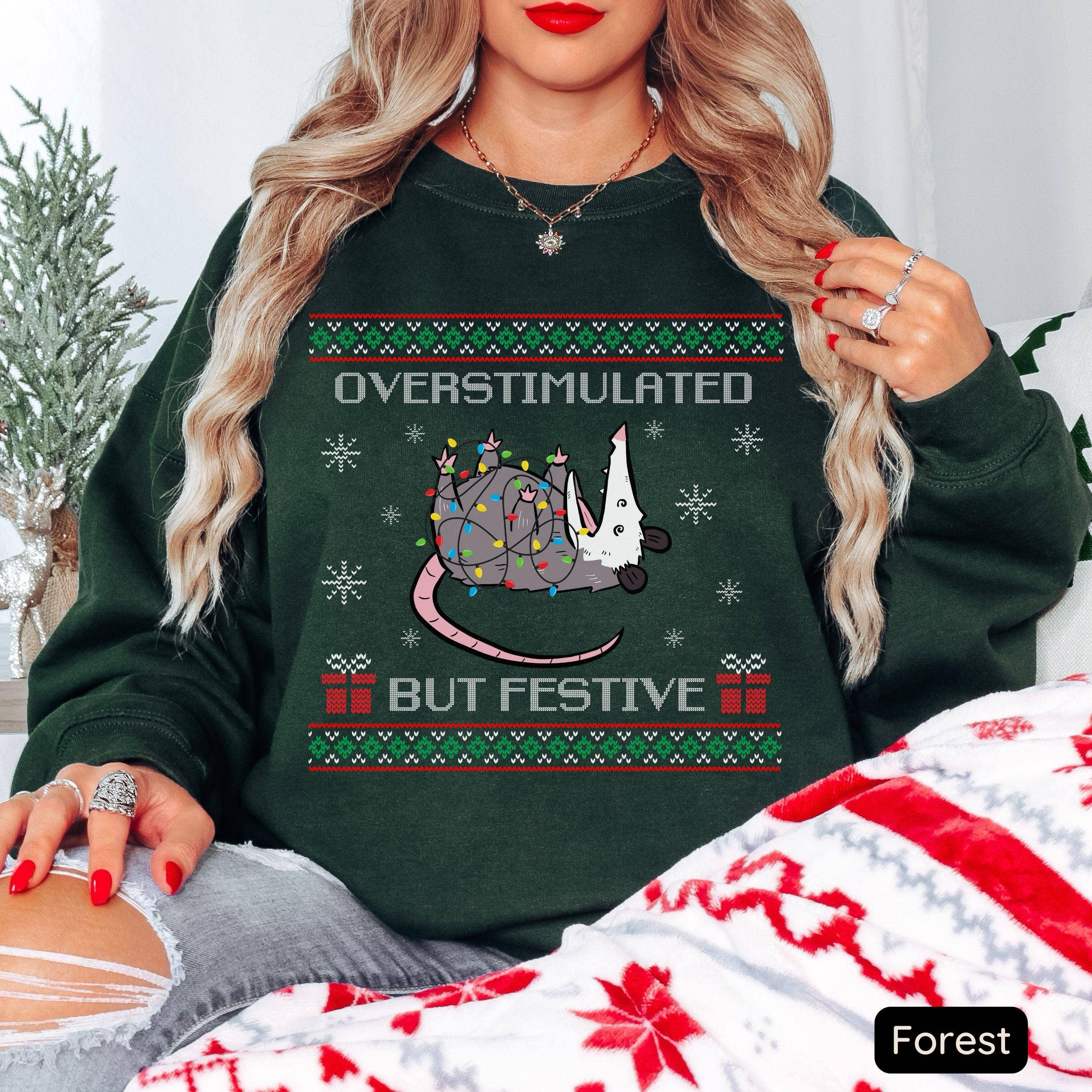 Festive Possum Ugly Christmas Sweatshirt, Funny Possum Shirt Hoodie | PodTeesHub.com