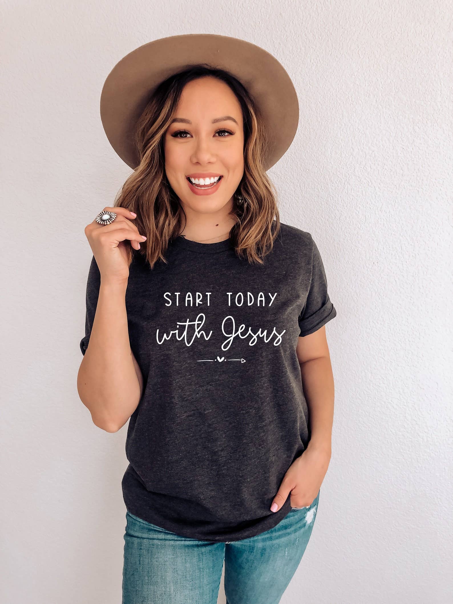 Start Today with Jesus T-Shirt Hoodie, Sweatshirt | PodTeesHub.com