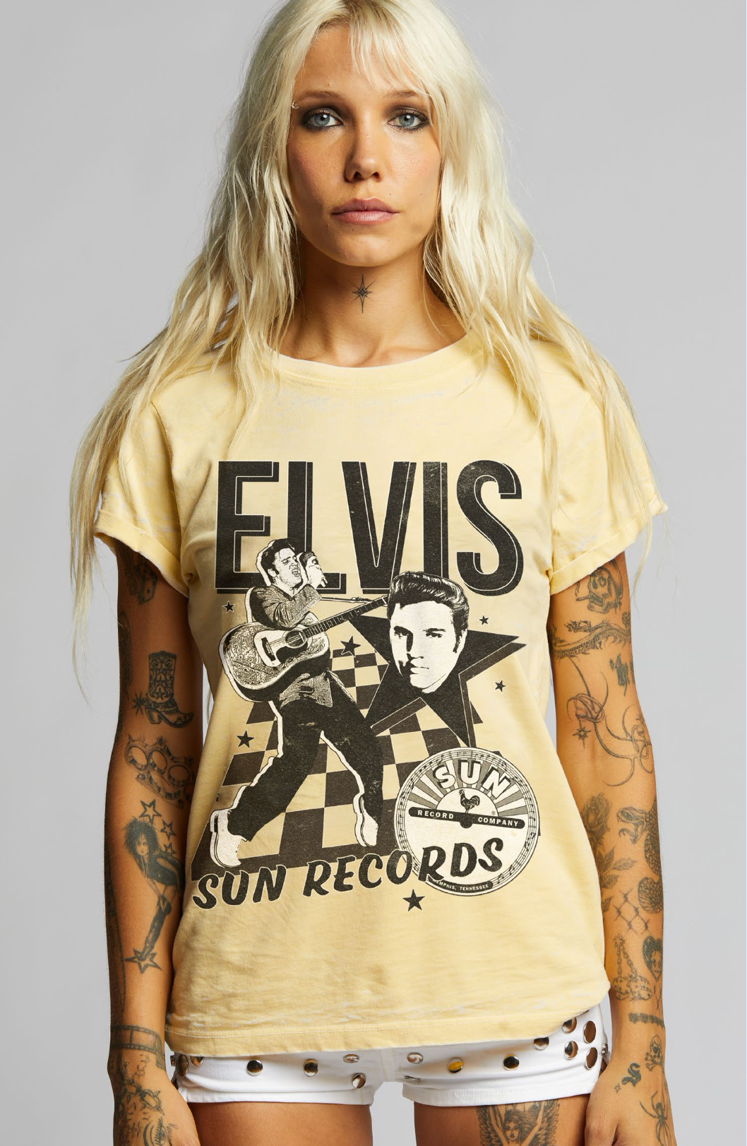 302983 - 228 Sun Record X Elvis Burn Out Tee Hoodie, Sweatshirt | PodTeesHub.com