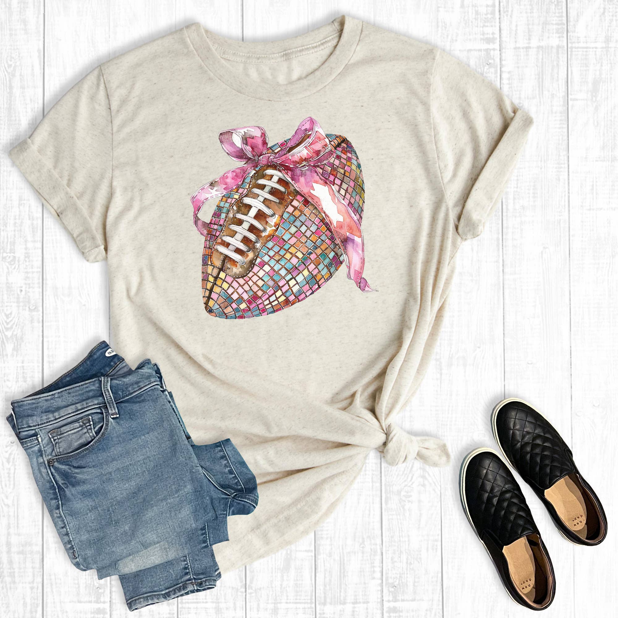Football Disco Coquette Bow Graphic Tee Hoodie, Sweatshirt | PodTeesHub.com