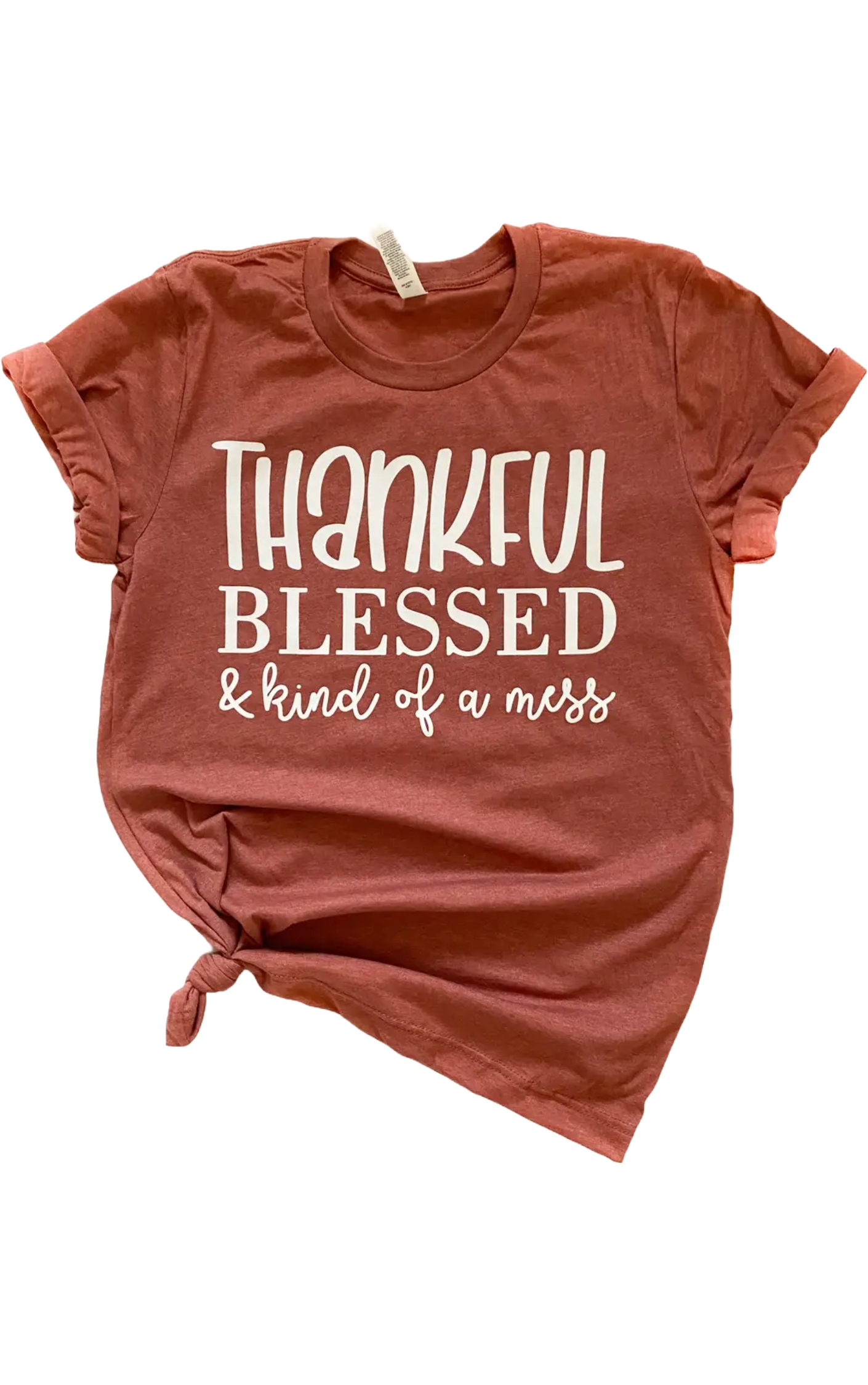 Thankful Blessed + Kind of A Mess Tee Hoodie, Sweatshirt | PodTeesHub.com
