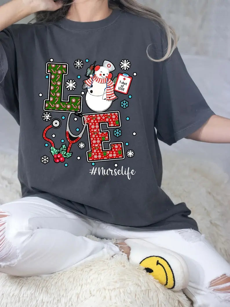 Love Nurse Life T-Shirt, Nurse Christmas Shirt, Nurse Gift Hoodie, Sweatshirt | PodTeesHub.com